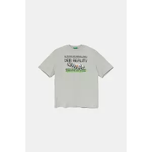 United Colors of Benetton tricou de bumbac pentru copii culoarea gri, neted, 35RYC10NC imagine