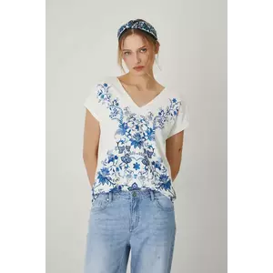 Medicine tricou din bumbac femei, culoarea bej imagine