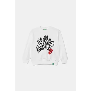United Colors of Benetton hanorac de bumbac pentru copii culoarea alb, cu imprimeu, 3UNIC10NU imagine