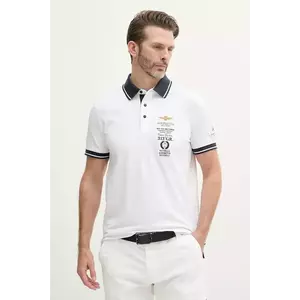 Aeronautica Militare tricou polo bărbați, culoarea bej, cu imprimeu, PO1853P191 imagine
