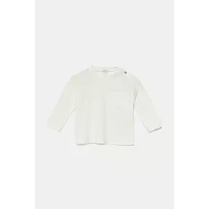United Colors of Benetton longsleeve din bumbac pentru bebeluși culoarea alb, uni, 3X3MA105Y imagine