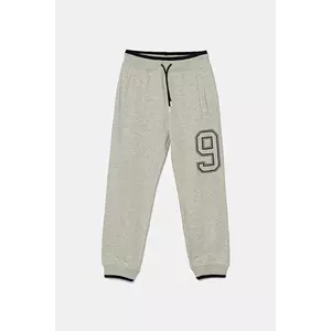 United Colors of Benetton pantaloni de trening din bumbac pentru copii culoarea gri, uni, 3BC1CF065 imagine