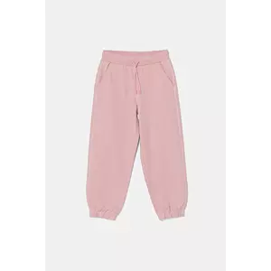 United Colors of Benetton pantaloni de trening din bumbac pentru copii culoarea roz, uni, 3UNICF060 imagine