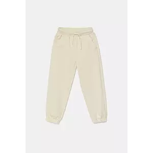 United Colors of Benetton pantaloni de trening din bumbac pentru copii culoarea bej, uni, 3UNICF060 imagine