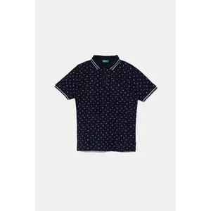 United Colors of Benetton tricouri polo din bumbac pentru copii culoarea bleumarin, cu imprimeu, 3H35C301V imagine