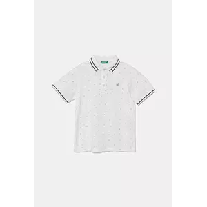 United Colors of Benetton tricouri polo din bumbac pentru copii culoarea alb, cu imprimeu, 3H35C301V imagine
