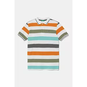 United Colors of Benetton tricouri polo din bumbac pentru copii culoarea portocaliu, cu imprimeu, 39QAC301T imagine