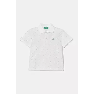 United Colors of Benetton tricouri polo din bumbac pentru copii culoarea alb, cu imprimeu, 3H35G300X imagine