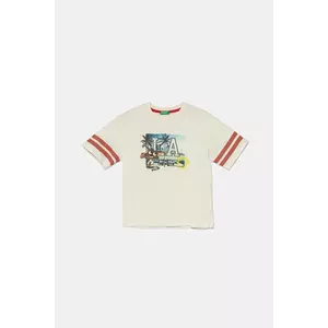 United Colors of Benetton tricou de bumbac pentru copii culoarea bej, cu imprimeu, 3I1XG10IM imagine