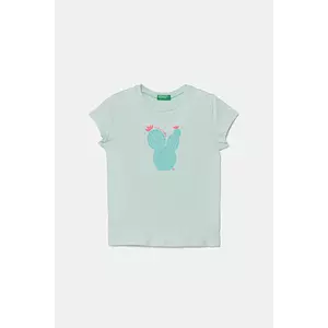 United Colors of Benetton tricou de bumbac pentru copii culoarea turcoaz, 3JERG10J3 imagine