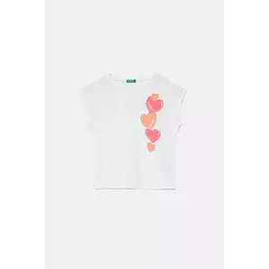 United Colors of Benetton tricou de bumbac pentru copii culoarea alb, 3JERC10PB imagine