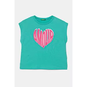United Colors of Benetton tricou de bumbac pentru copii culoarea verde, 3JERC10PB imagine