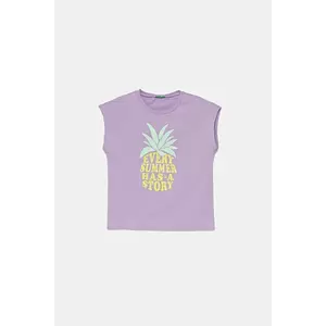 United Colors of Benetton tricou de bumbac pentru copii culoarea violet, 3JERC10PB imagine