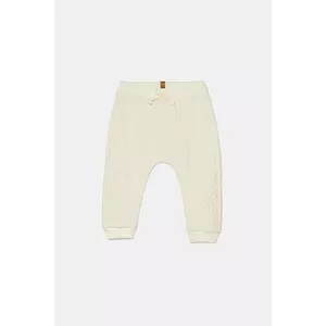 United Colors of Benetton pantaloni de trening pentru bebeluși culoarea bej, cu imprimeu, 3JEXAF02B imagine