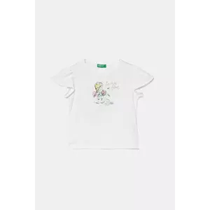 United Colors of Benetton tricou de bumbac pentru copii culoarea alb, 3I1XG10IU imagine