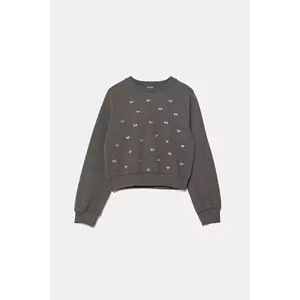 United Colors of Benetton hanorac de bumbac pentru copii culoarea gri, cu imprimeu, 3J70C10O2 imagine