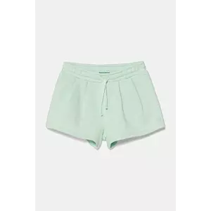 United Colors of Benetton pantaloni scurți din bumbac pentru copii culoarea verde, uni, talie reglabila, 3J70G901R imagine