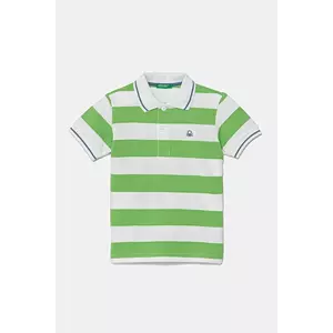 United Colors of Benetton tricouri polo din bumbac pentru copii culoarea verde, cu imprimeu, 39QAG300V imagine