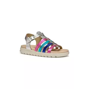 Geox sandale din piele pentru copii SANDAL SOLEIMA culoarea verde imagine