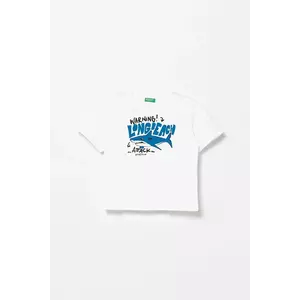 United Colors of Benetton tricou de bumbac pentru copii culoarea alb, cu imprimeu, 3JERG10JQ imagine