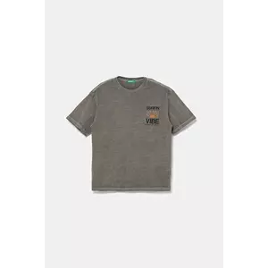 United Colors of Benetton tricou de bumbac pentru copii culoarea gri, cu imprimeu, 3PCMC10N7 imagine