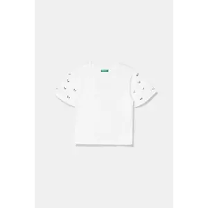 United Colors of Benetton tricou de bumbac pentru copii culoarea alb, 3MI5C10O1 imagine