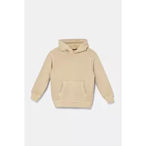 United Colors of Benetton hanorac de bumbac pentru copii culoarea bej, cu glugă, cu imprimeu, 3WITC204G imagine