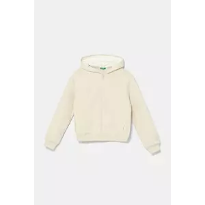 United Colors of Benetton hanorac de bumbac pentru copii culoarea bej, cu glugă, uni, 3UNIC504T imagine