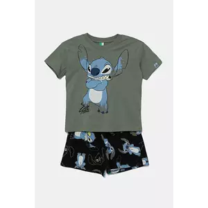 United Colors of Benetton pijamale de bumbac pentru copii culoarea verde, cu imprimeu, 30960P08H imagine