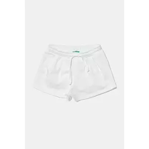United Colors of Benetton pantaloni scurți din bumbac pentru copii culoarea alb, uni, talie reglabila, 3J70G901R imagine