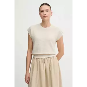 United Colors of Benetton vestă cu amestec de in culoarea verde, light imagine