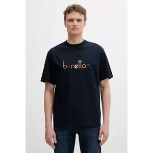 United Colors of Benetton tricou din bumbac bărbați, culoarea galben, cu imprimeu, 3MI6U109O imagine