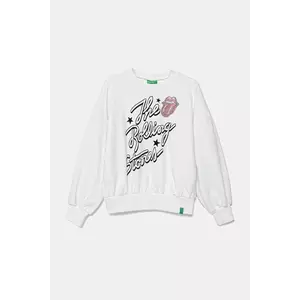 United Colors of Benetton hanorac de bumbac pentru copii culoarea alb, cu imprimeu, 3UNIC10NT imagine