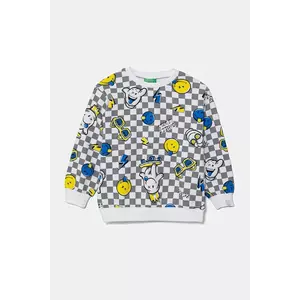 United Colors of Benetton hanorac de bumbac pentru copii culoarea gri, cu imprimeu, 34GTG10IG imagine