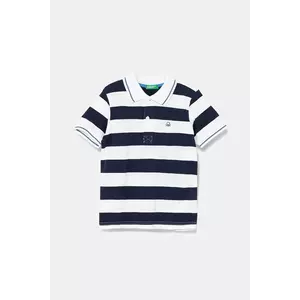 United Colors of Benetton tricouri polo din bumbac pentru copii culoarea bleumarin, cu imprimeu, 39QAG300V imagine