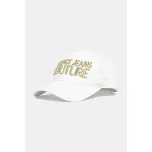 Versace Jeans Couture șapcă de baseball din bumbac femei, culoarea alb, cu imprimeu, 78HAZK32 ZG365 imagine