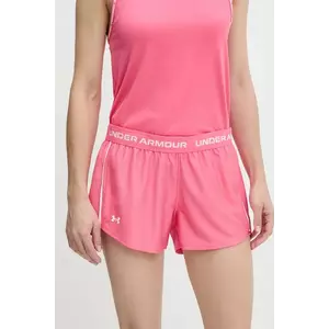 Under Armour pantaloni scurți de antrenament Tech Play culoarea roz, cu imprimeu, medium waist, 1389882 imagine