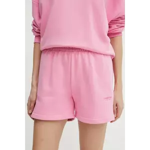 La Mania pantaloni scurti femei, culoarea roz, neted, high waist, DAISY imagine