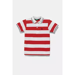United Colors of Benetton tricouri polo din bumbac pentru copii culoarea rosu, cu imprimeu, 39QAG300V imagine