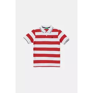 United Colors of Benetton tricouri polo din bumbac pentru copii culoarea rosu, cu imprimeu, 39QAC301T imagine