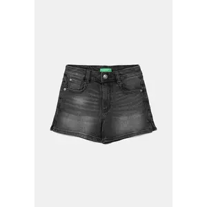 United Colors of Benetton pantaloni scurți din denim pentru copii culoarea negru, uni, talie reglabila, 4PORC903M imagine