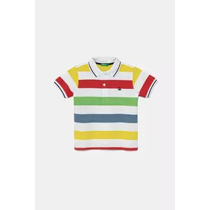 United Colors of Benetton tricouri polo din bumbac pentru copii culoarea alb, cu imprimeu, 39QAG300V imagine