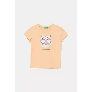 United Colors of Benetton tricou de bumbac pentru copii culoarea portocaliu, 3096G10J8 imagine