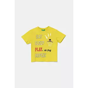 United Colors of Benetton tricou din bumbac culoarea galben, cu imprimeu, 3I1XG10J6 imagine