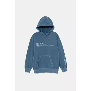 United Colors of Benetton hanorac de bumbac pentru copii cu glugă, cu imprimeu, 3WITC204G imagine