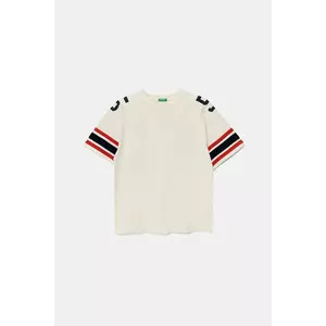 United Colors of Benetton tricou din bumbac culoarea bej, cu imprimeu, 3MI5C10OA imagine