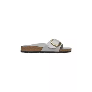 Birkenstock șlapi de piele Madrid Big Buckle femei, culoarea gri, 1029534 imagine
