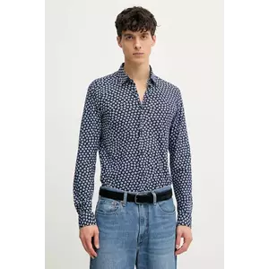 BOSS cămașă bărbați, culoarea bleumarin, cu guler clasic, slim, 50539456 imagine
