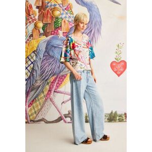 tricou din bumbac culoarea bej imagine