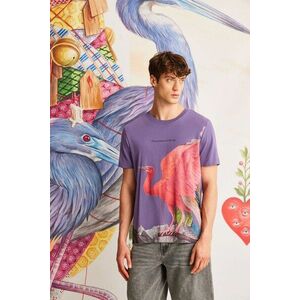 tricou din bumbac culoarea violet, cu imprimeu imagine